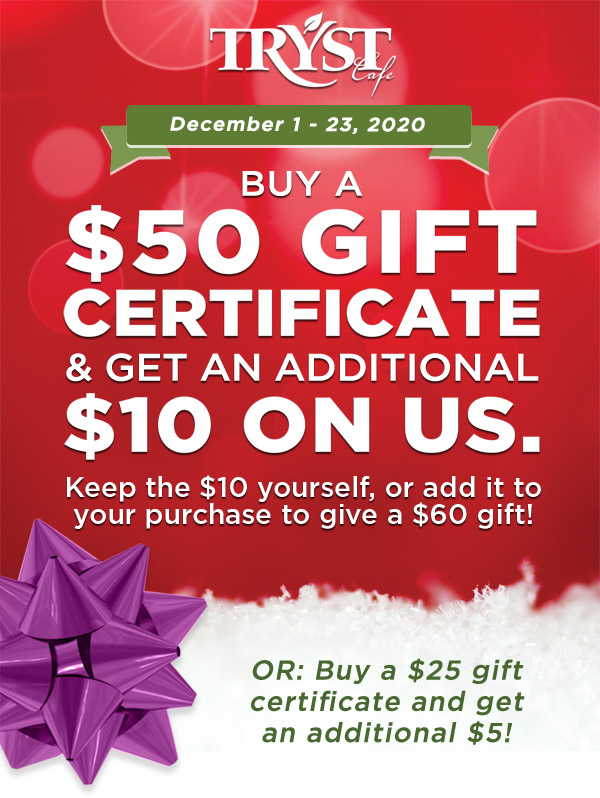 Tryst Cafe gift certificates